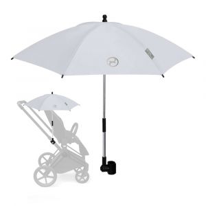 Зонтик крепится на раму коляски с помощью специальной клипсы