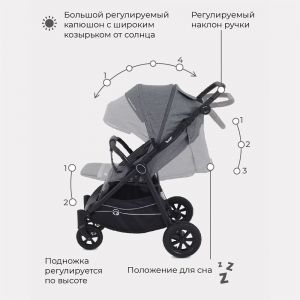 Подножка и спинка регулируются по высоте