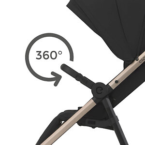 У коляски съемный поворотно-откидной бампер в чехле из экокожи