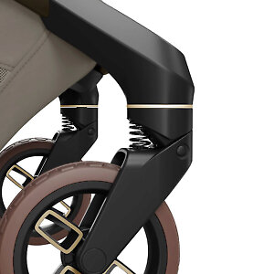 У коляски смешанная амортизация - на шасси и передних колесах